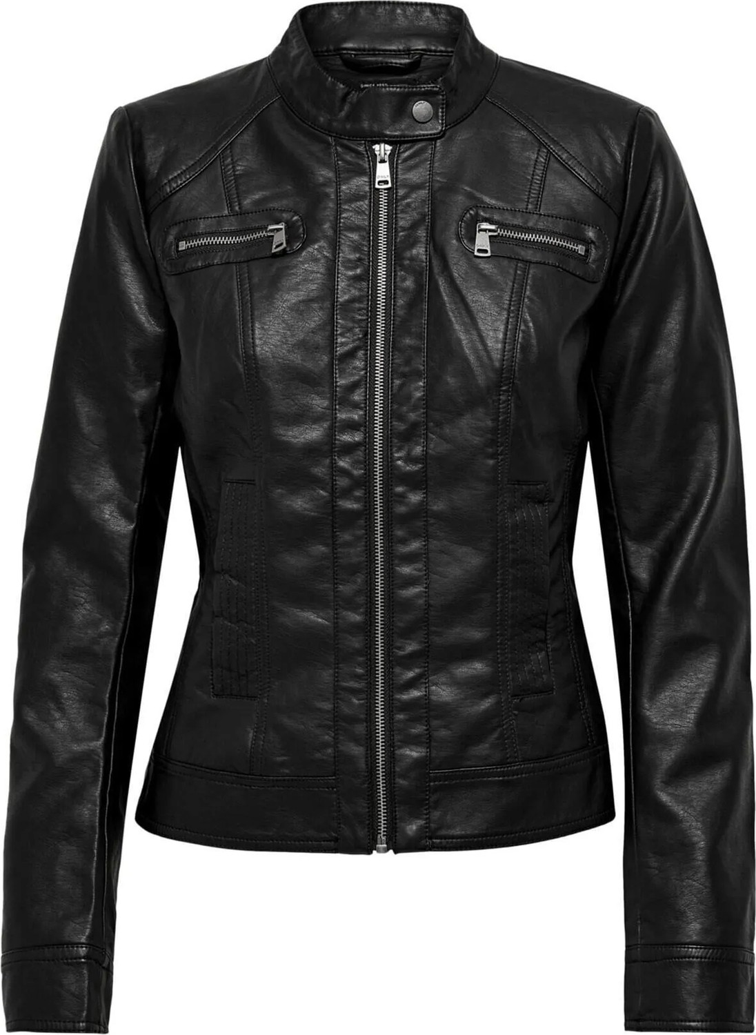 Only 15081400 Only Onlbandıt Faux Leather Bıker Otw Noos Kadın Deri Mont Ve Ceket Black görsel 5