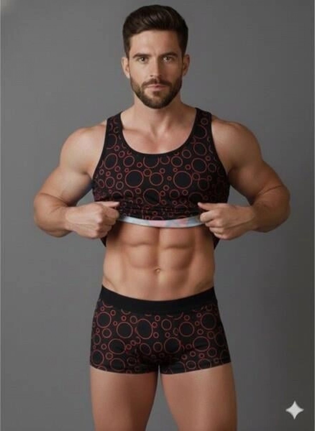 Hace Bazaar Erkek Desenli Tank Top Boxer Takımı görsel 3