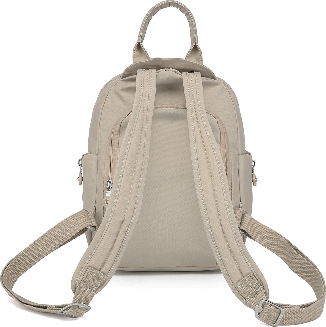 Smart Bags Günlük Küçük Boy Su Geçirmez Krınkıl Kumaş Kadın Sırt Çantası Bej görsel 3