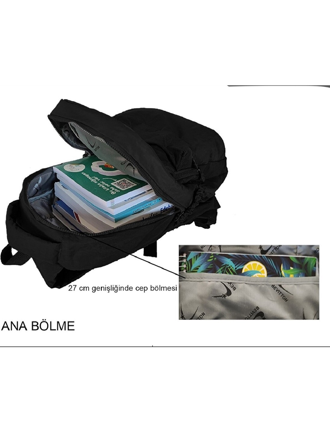 Bevitton Su Geçirmez Kumaş Moden Okul Çantası Vizon Unisex Okul Sırt Çantası 2200 görsel 6