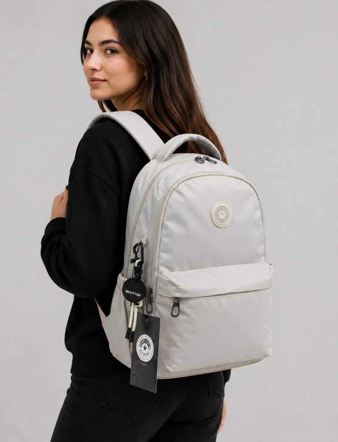 Bevitton Su Geçirmez Kumaş Moden Okul Çantası Vizon Unisex Okul Sırt Çantası 2200