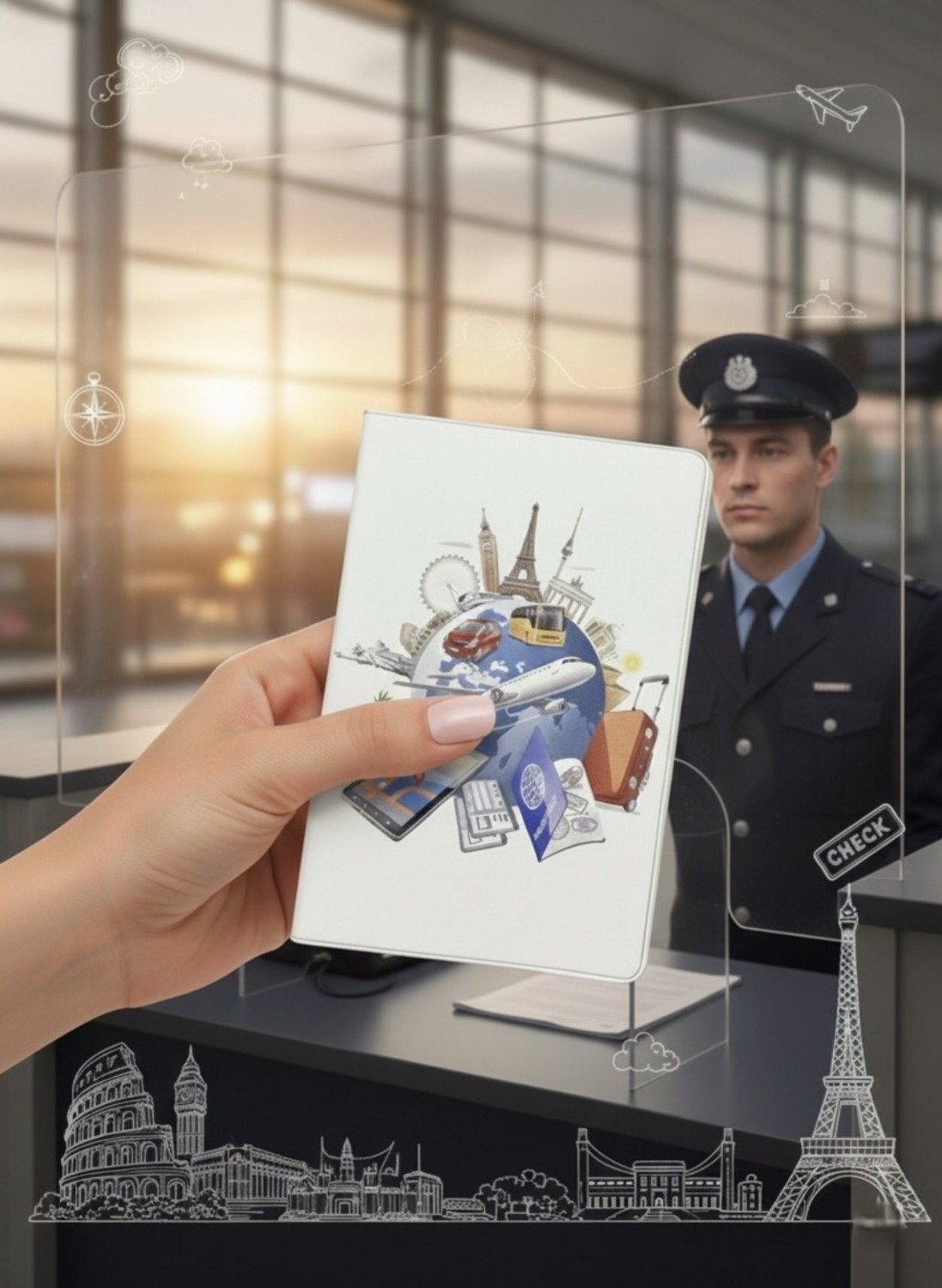 Gempo Desenli Pasaport Kılıfı, Sevimli Tasarım, Su Geçirmez Pvc Koruyucu Kılıf
