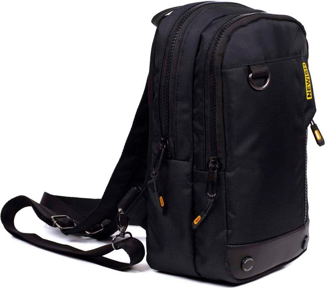 Newish Polo Erkek Kumaş Çapraz Göğüs ve Omuz Çantası newpolo158 - Siyah - Sarı görsel 3