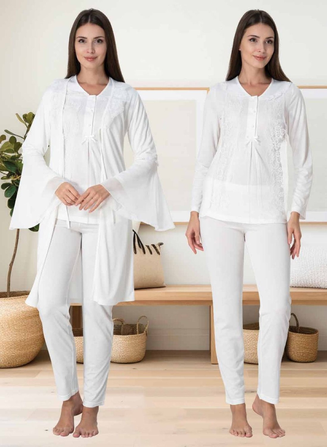 Effort Dvina Effortt Lohusa Sabahlıklı Pijama Takımı Lacivert - 3084 görsel 5