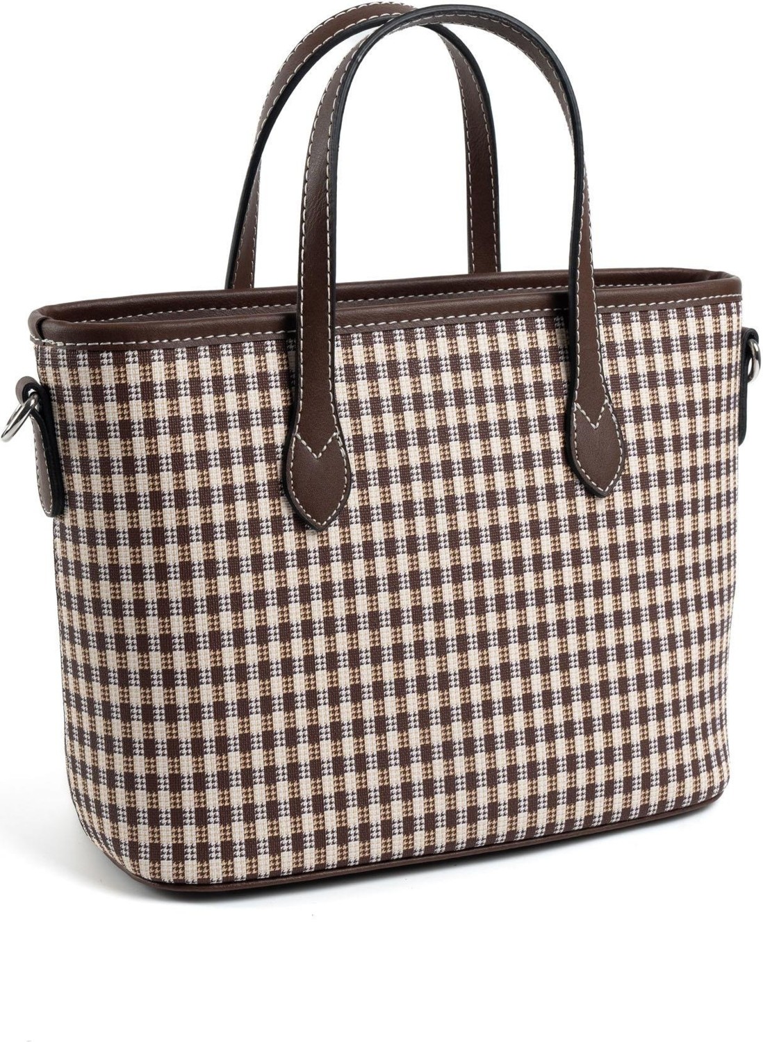 Silver & Polo Silver Polo Kahve Sarı - Kahve Ekose Line Kare Kadın El Çantası SP1185 görsel 5