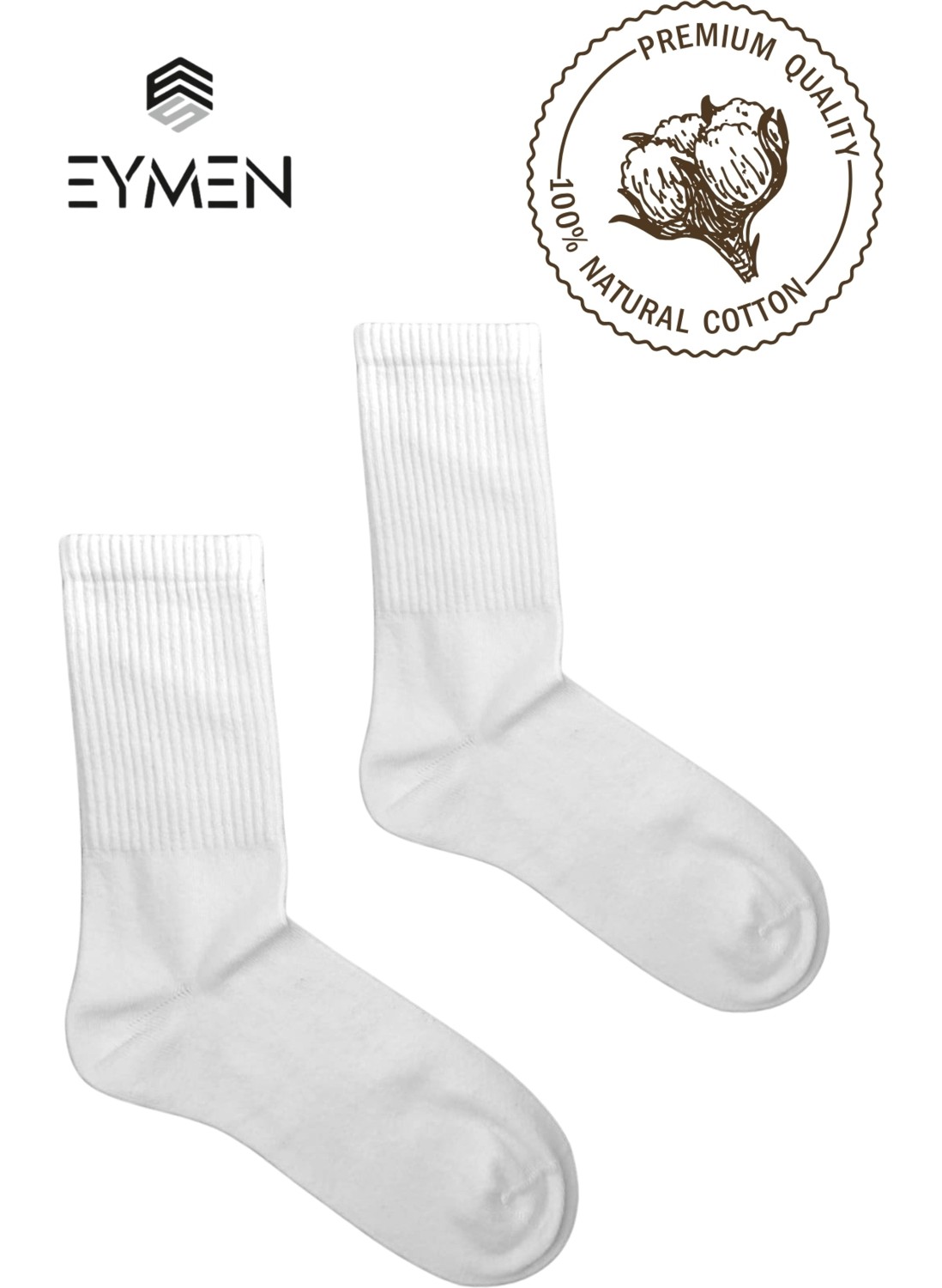 Eymen Socks 6'lı Paket Unisex Kolej & Tenis Çorabı Düz Renk Siyah | Pamuklu Uzun (Kadın & Erkek) görsel 8
