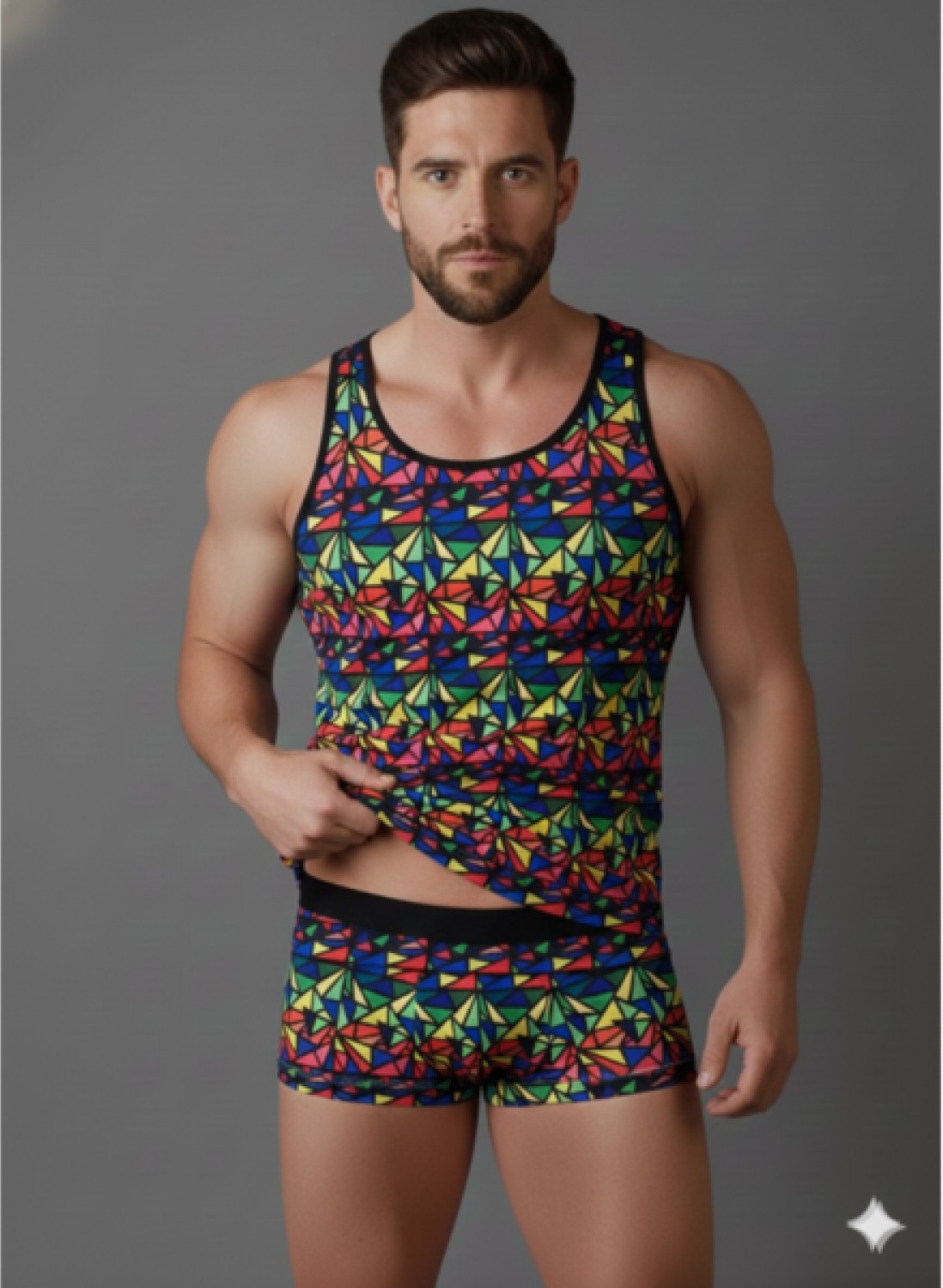 Marsilyan Erkek Renkli Tank Top Boxer Takımı