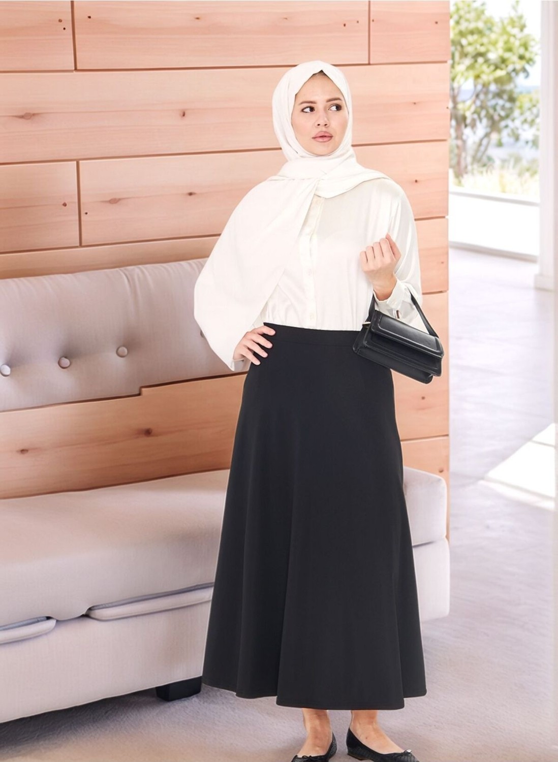 Lesa Wear Dökümlü Puf Kloş Tesettür Etek
