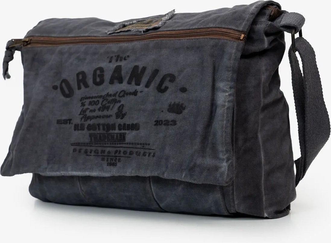 Old Cotton Cargo Old Cotton 8128 Salaş Kanvas Omuz Postacı Antrasit Siyah Laptop Okul Seyahat Günlük Vintage Kumaş Çanta görsel 6
