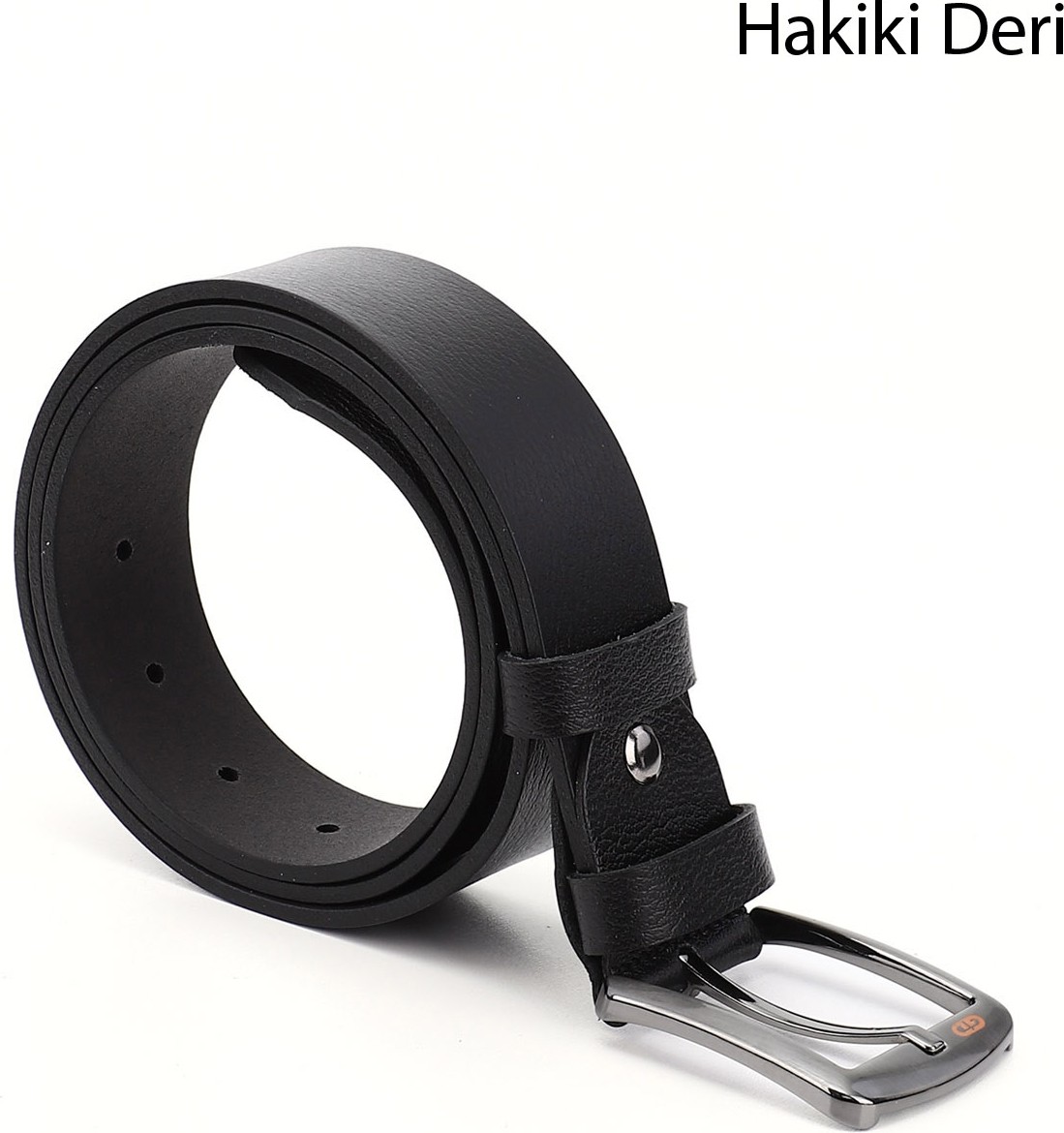 Gönderi(r) Erkek Siyah Hakiki Deri 4 Cm Kot Kemeri
