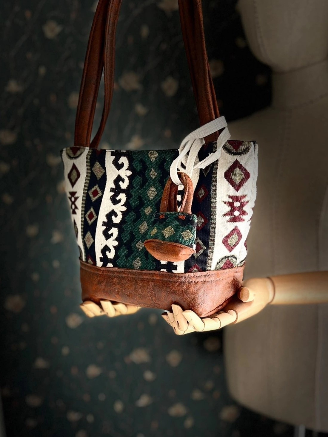 Ggart Handmade Terra El Yapımı Kumaş Bayan Çanta, Tote Çanta V6 görsel 8