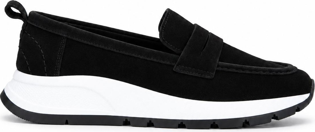 Butik Noble Shoes Hakiki Süet Deri Siyah Kadın Loafer görsel 2