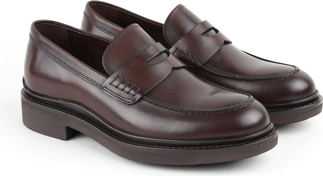Libero LZ5009 Hakiki Antik Deri Kalın Kauçuk Tabanlı Kadın Klasik Casual Loafer görsel 7