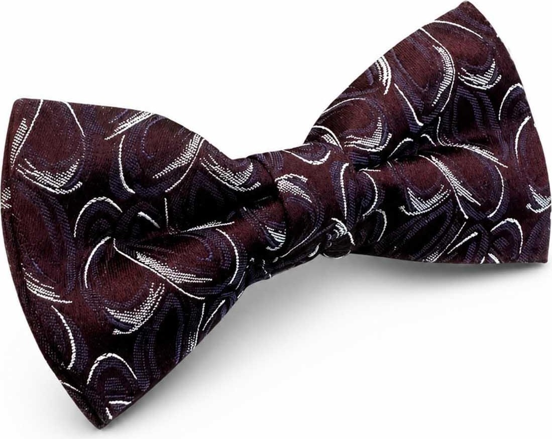 Kravatkolik Mürdüm Motif Ipek Papyon SB205 görsel 2