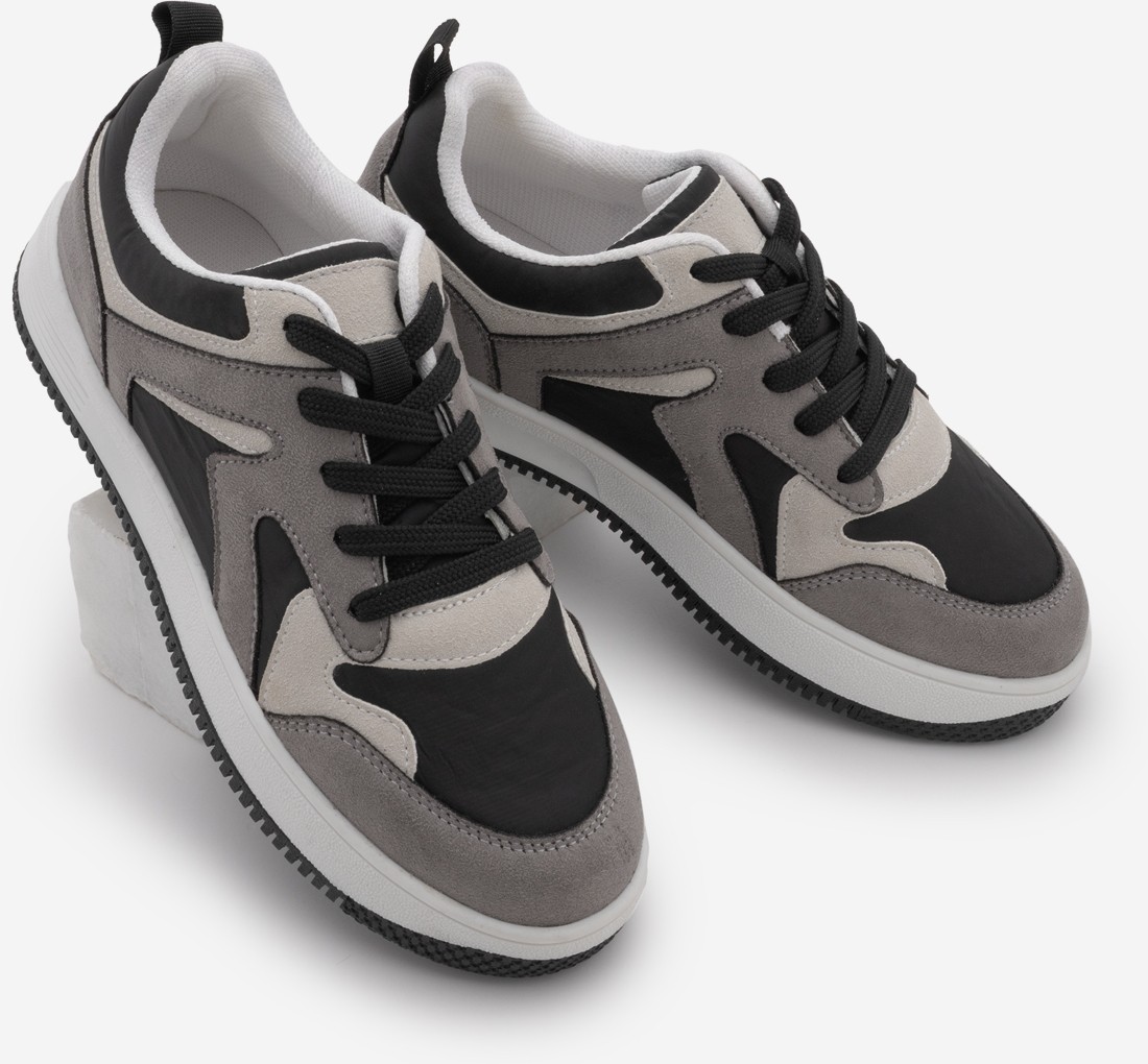 Marjin Kadın Sneaker Yüksek Taban Spor Ayakkabı Aryan Gri Süet