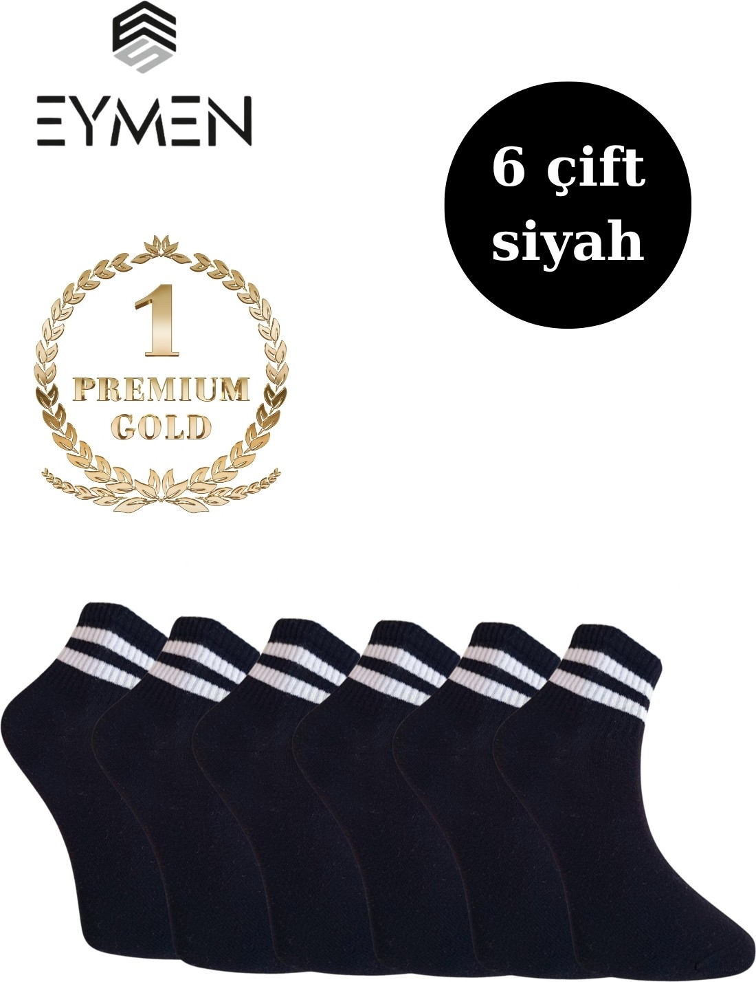 Eymen Socks 6'lı Ekonomik Kısa Kolej Çemberli Tenis Çorabı Gri - Erkek Kadın Için Uygun