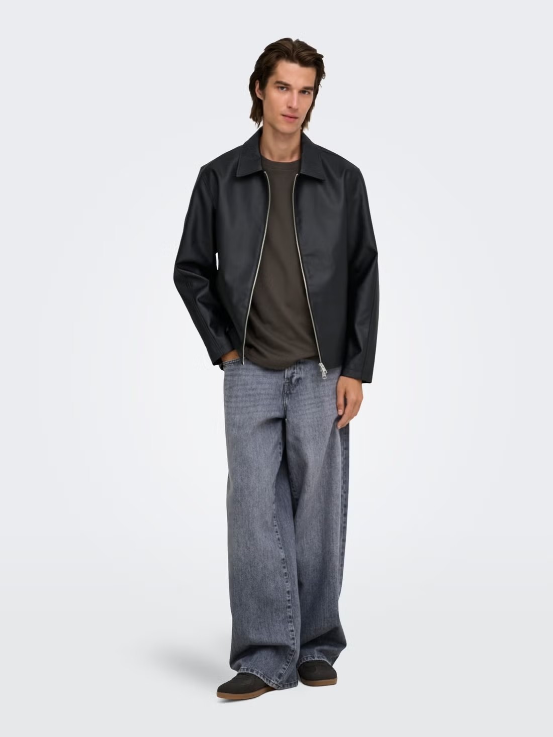 Only & Sons Erkek Onsrem Siyah Deri Ceket - 22038683