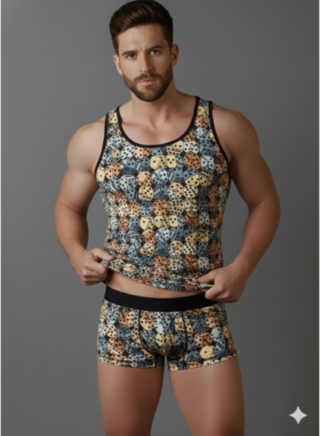 Marsilyan Erkek Desenli Tank Top Boxer Takımı
