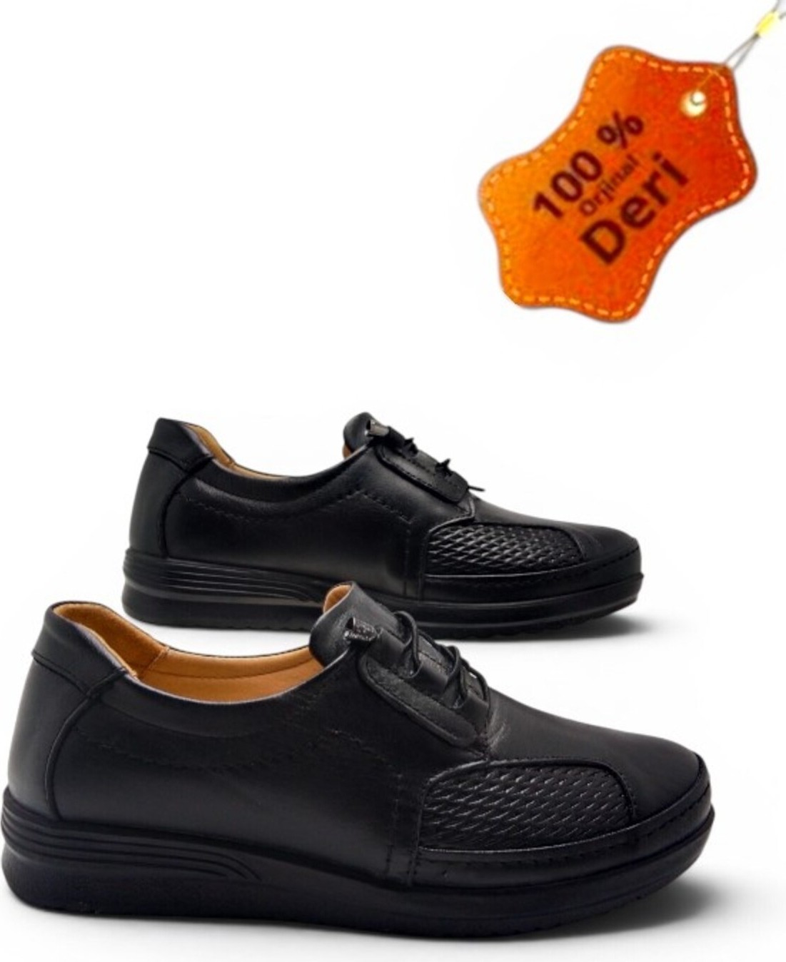 Magic Shoes Kadın Lastik Bağçıklı Tamamen Hakiki Deri Comfort Tam Ortopedik Anne Ayakkabısı görsel 2