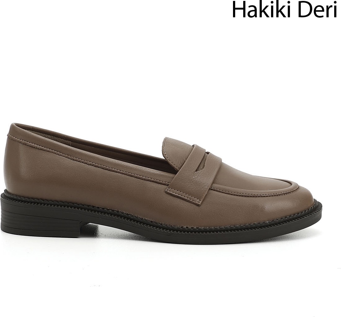 Gönderi(r) Kadın Vizon Antik Hakiki Deri Loafer Ayakkabı