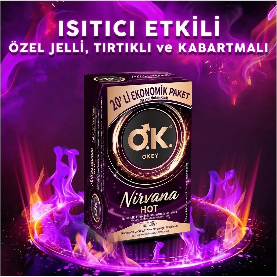 3Ecoswear Okey Nirvana Hot Çok Renkli Prezervatif %1 Elastan 20’li Cilt Dostu ve Konforlu Kullanım görsel 4