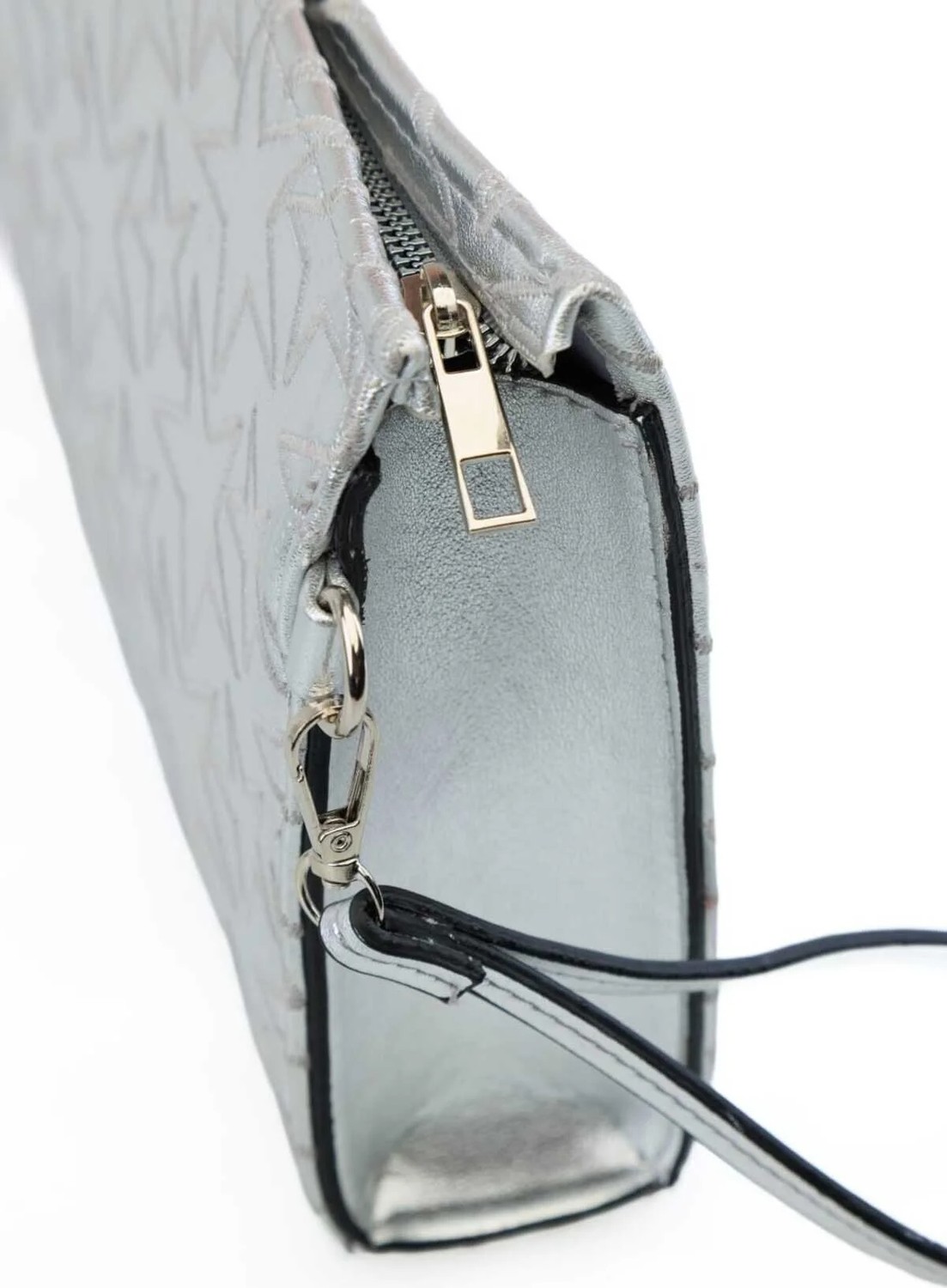 Glondy Sasha Suni Deri Yıldız Desenli Clutch Kadın Portföy El Çantası - Silver görsel 6
