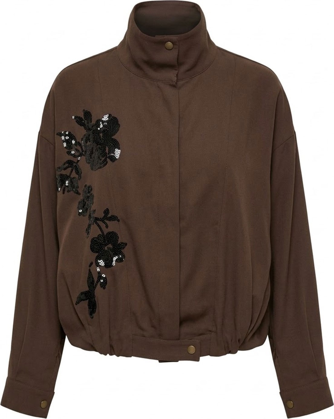 Magarde Gabardin Nakış Işlemeli Bomber Ceket- Siyah