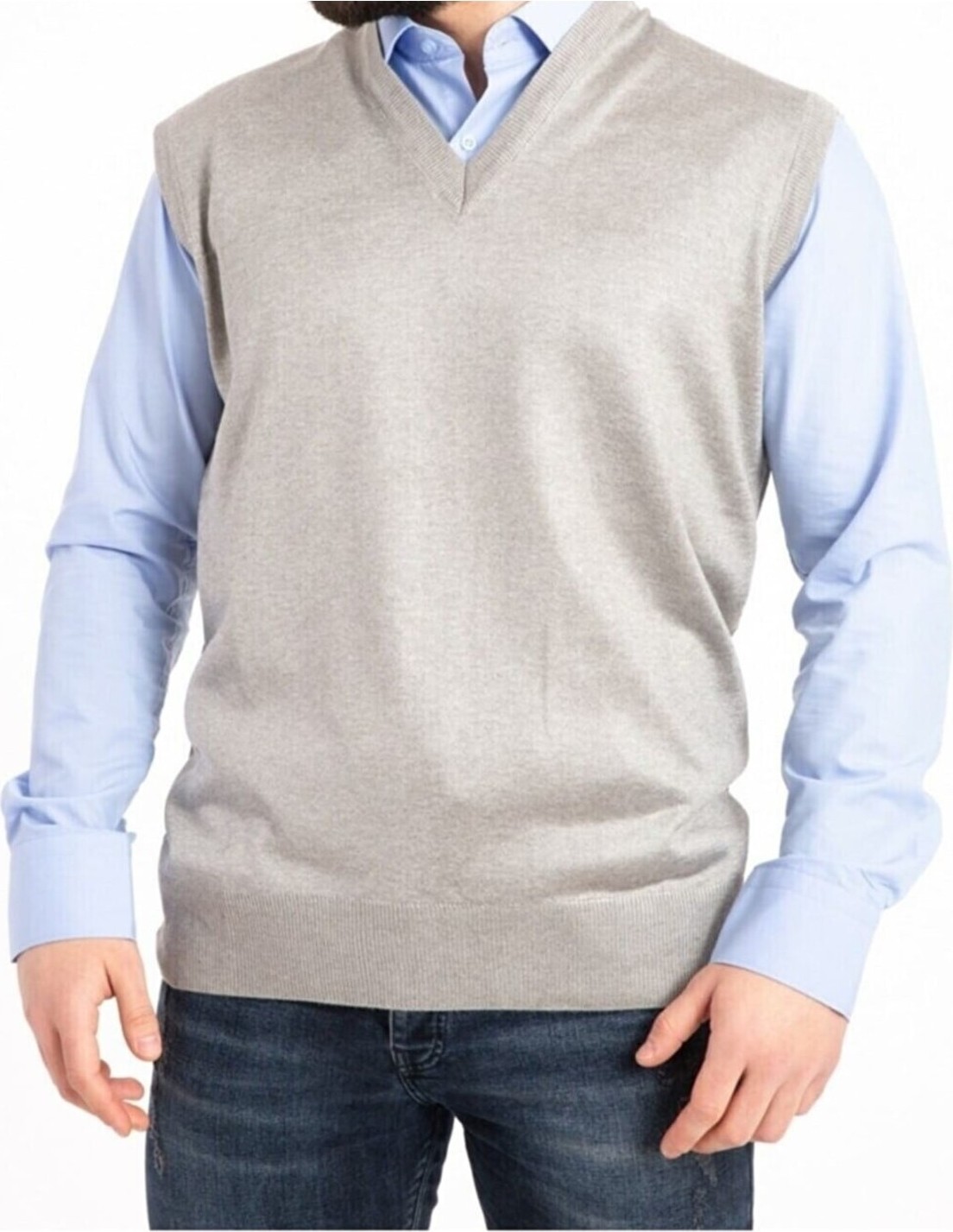 Nacar Store Erkek V Yaka Ince Yün Triko Örgü Tüylenmez Süveter Baba Süveter görsel 2