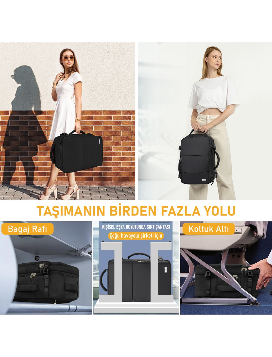 Haegs Laptop Sırt Çantası, Seyahat Çantası Hafif El Çantası Küçük Bavul Valiz Erkek Sırt Çantası Gül Kurusu görsel 6