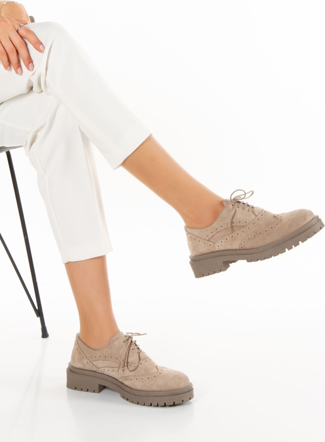 İnyola Shoes Kadın Hakiki Süet Deri Oxford Ayakkabı 4040 görsel 4