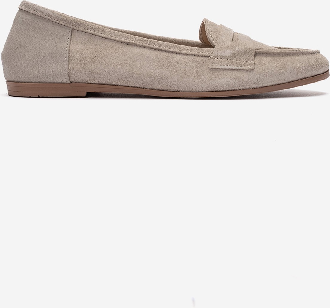 Luvi F02 Bej Süet Hakiki Deri Kadın Loafer Ayakkabı görsel 6