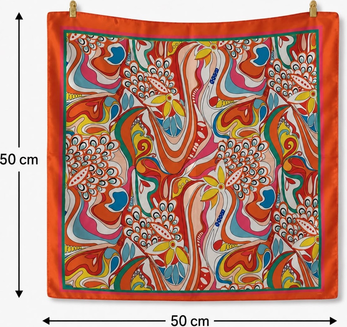 Revam Collection Çok Renkli Bandana Fular Şal 50X50 görsel 3