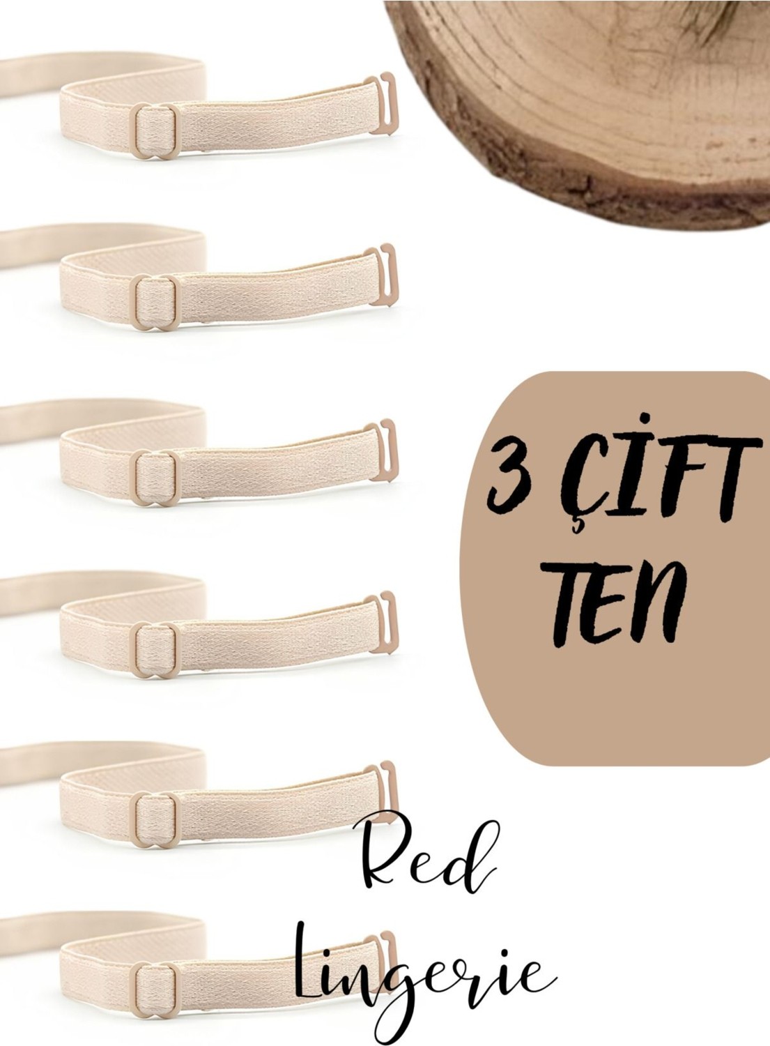 Red İç Giyim Metal Uçlu Syah-Beyaz-Ten Sütyen Askısı 3'lü Paket (Çift) görsel 4