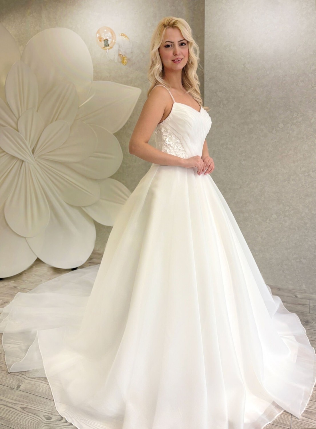 Gold Moda Rebecca | Organze Drapeli Gelinlik