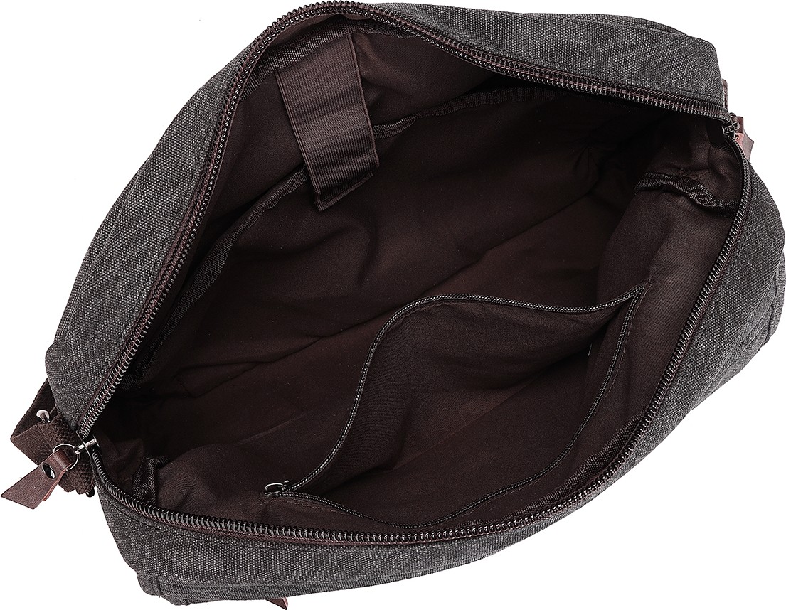 Hüvendo Cactive Kanvas Su Geçirmez Kumaş Uzun Askılı Laptop Bölmeli Unisex Postacı Çantası Siyah görsel 4