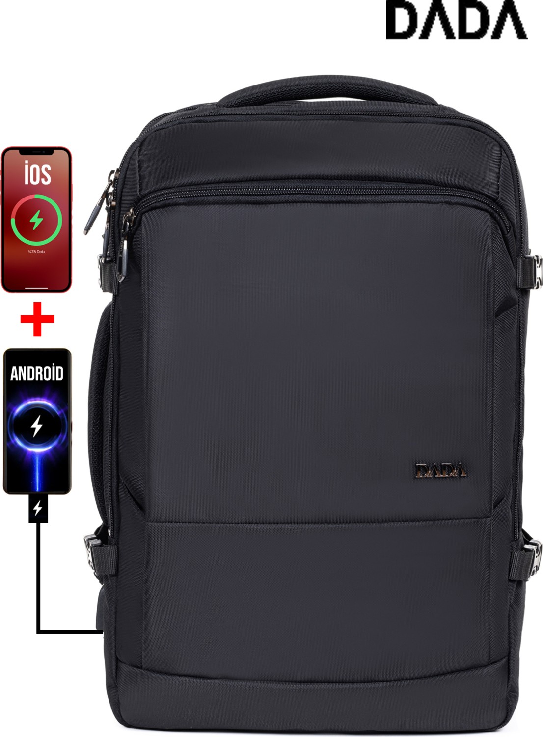 Dada Fonksiyonel Körüklü Erkek Sırt ve Seyahat Çantası 15,6 Inç 40 Litre USB Type-C Aparat Ortopedik