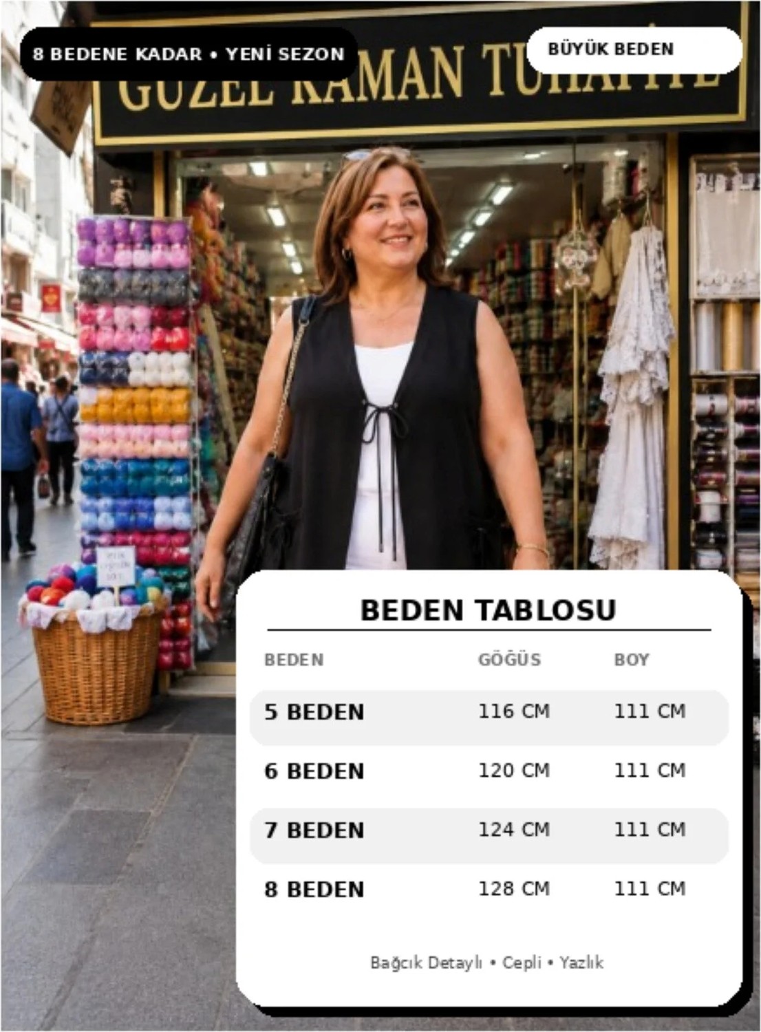 Sıla Büyük Beden Yelek Siyah File Tarzi Önden Baglamalı 1 Adet Kaliteli Kullanışlı Güzel Şık
