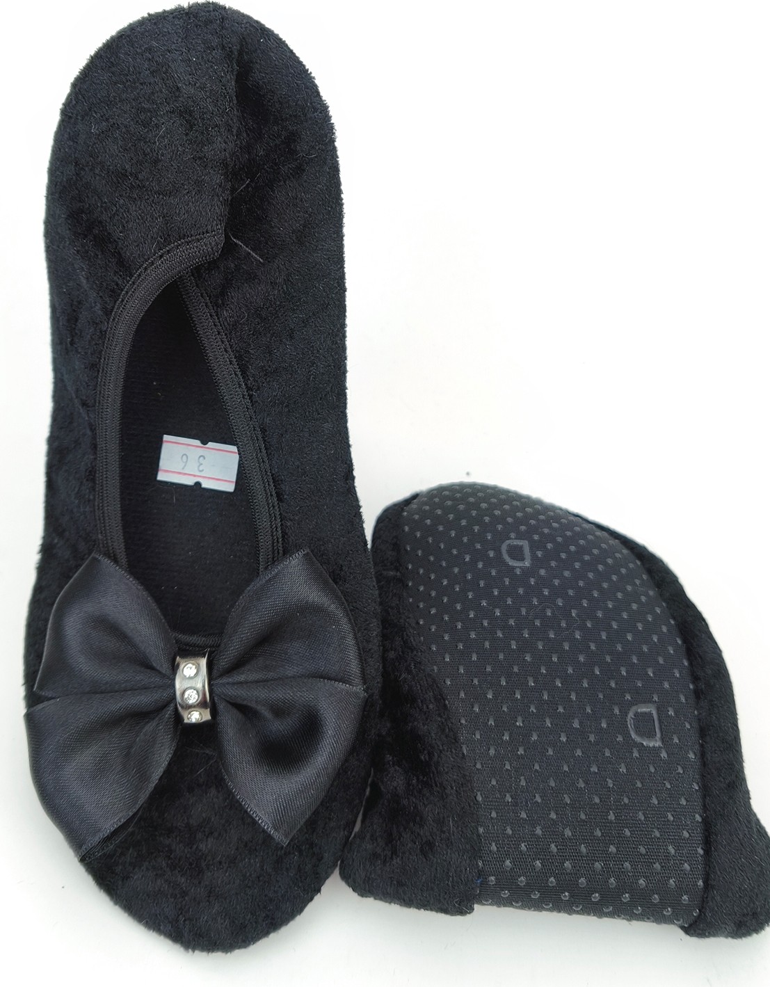 Ceyda Shoes Şık Kadife Ev,hac Tavaf Umre , Hediye, Günlük Babet, Panduf, Patik, Şık Kurdele Detaylı Gösteri Pisi Pisi görsel 4