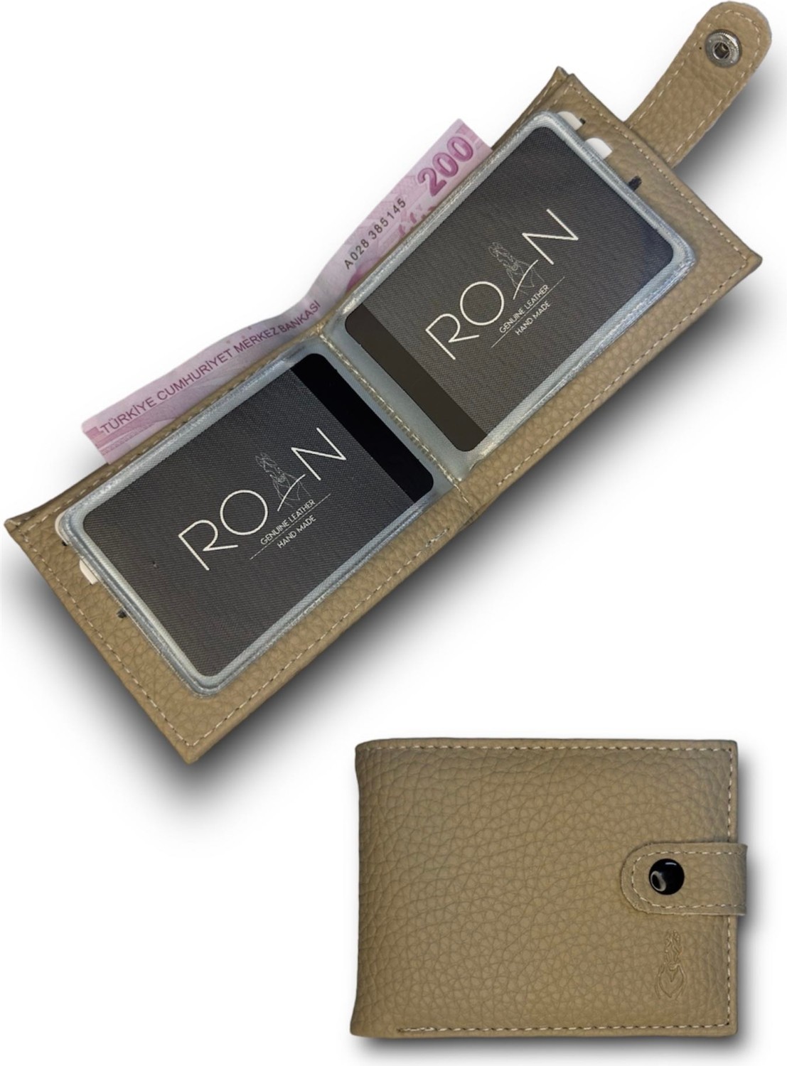 Roan Naturel Desen Deri Erkek Cüzdanlı Kartlık