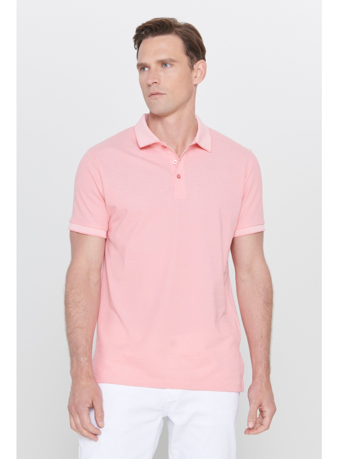 Altınyıldız Classics Erkek Sarı Beyaz-gri-nar Çiçeği 3'lü Çekmeyen Pamuklu Slim Fit Kıvrılmaz Polo Yaka Tişört görsel 5