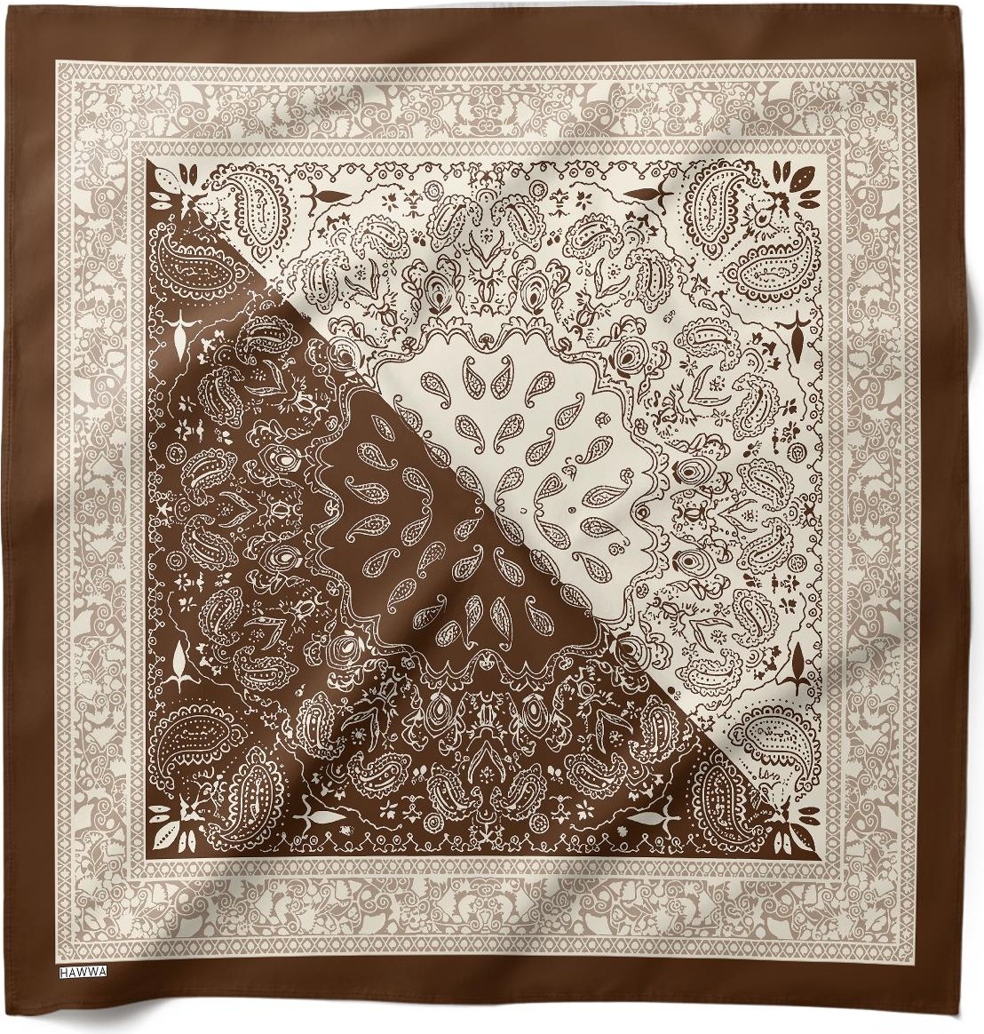 Hawwa Etnik Desenli Çok Renkli Saten Fular 55 x 55 cm Zarif Kadın Aksesuarı