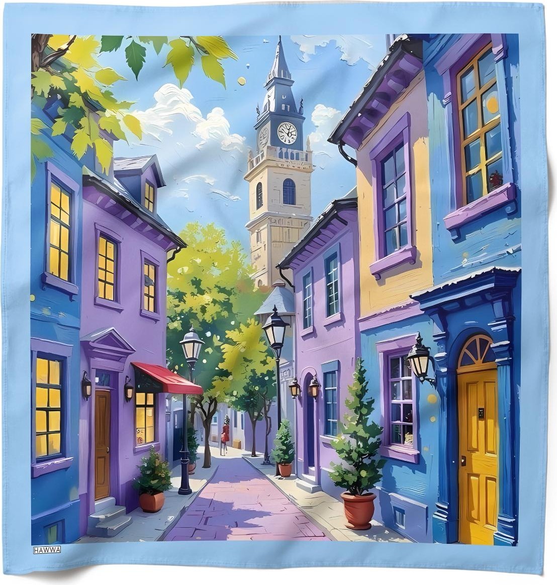 Hawwa Avrupa Sokağı Desenli Saten Fular