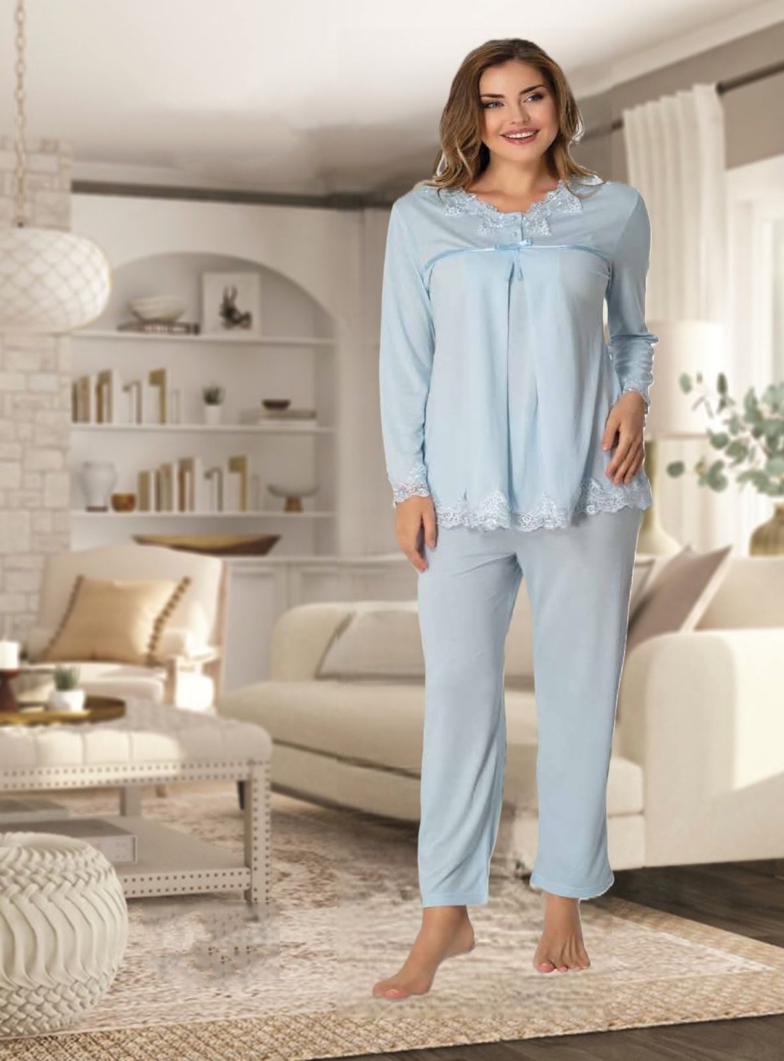 Effort Dvina Effortt Lohusa Pijama Takımı Ekru - 7032 görsel 3
