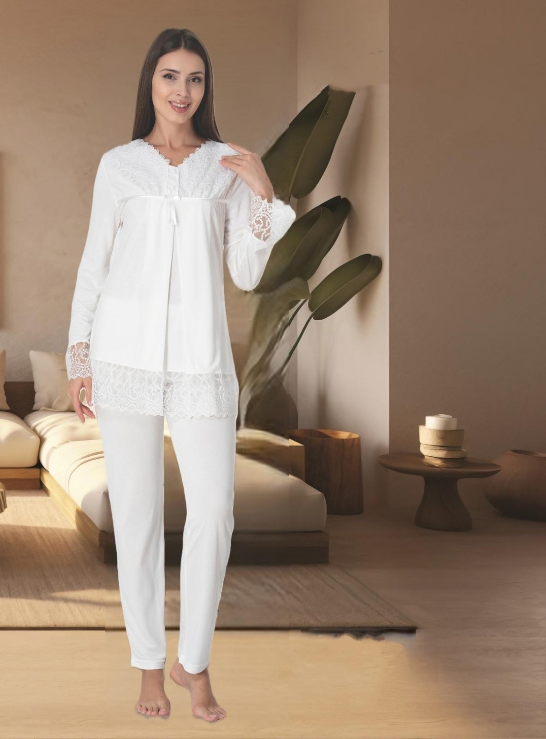 Effort Dvina Effortt Lohusa Pijama Takımı Mavi - 7042 görsel 3