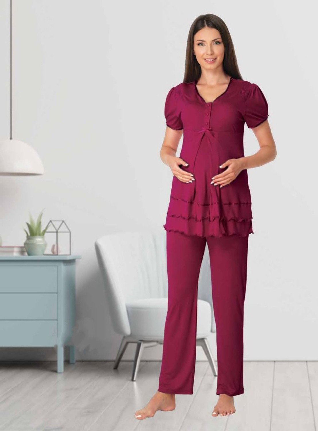 Effort t Lohusa Pijama Takımı Ekru - 8022 görsel 6