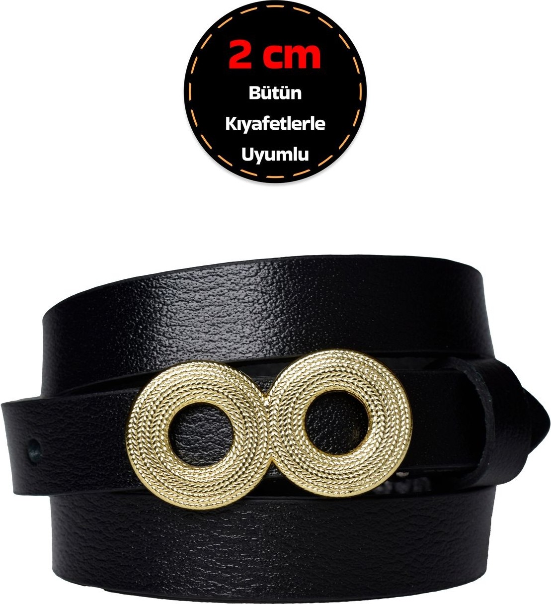 GoDeri %100 Hakiki Deri, Gold Renk Tokalı 2 cm Koyu Kahverengi Kadın Kemeri; Elbise, Pantolon Kemeri_gözov