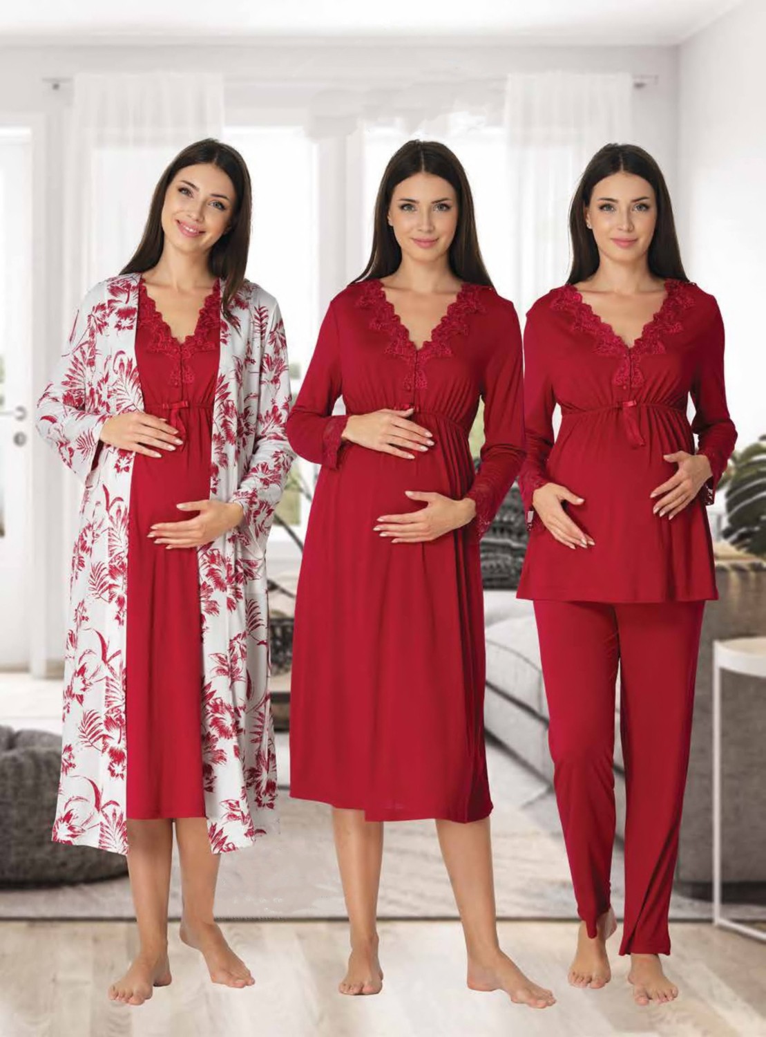 Effort Dvina Effortt Lohusa 4'lü Set - Sabahlık/pijama Takımı/gecelik Ekru - 8096 görsel 2