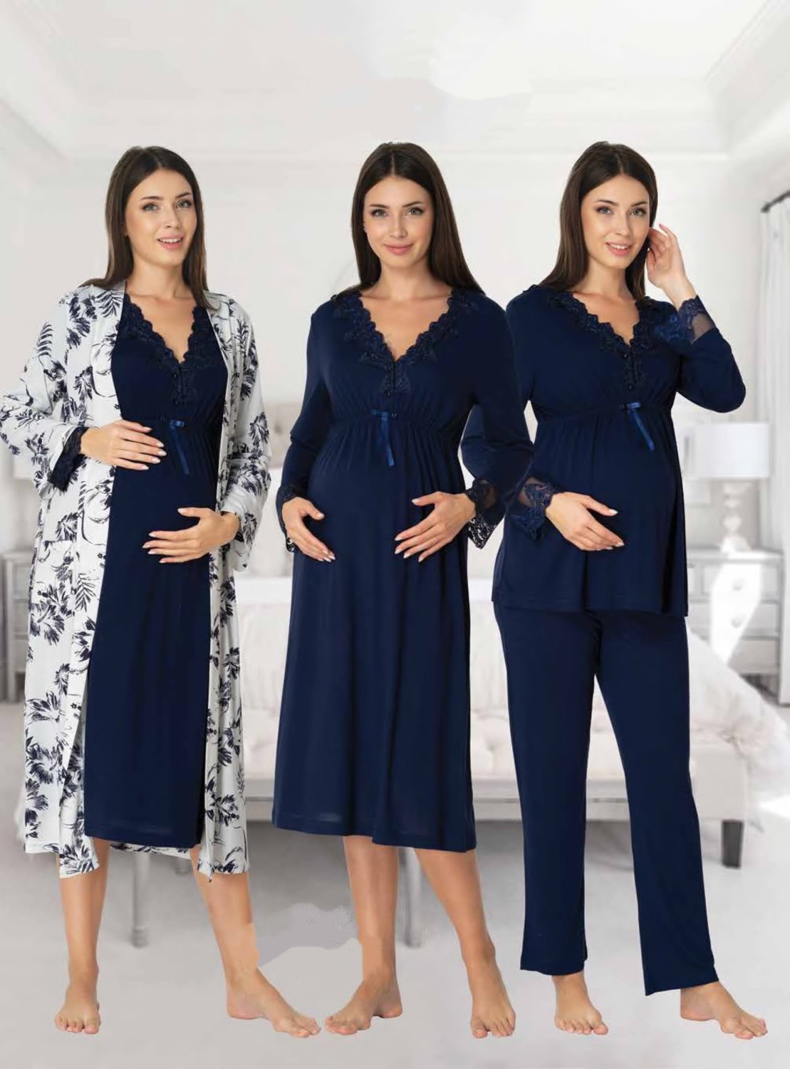 Effort Dvina Effortt Lohusa 4'lü Set - Sabahlık/pijama Takımı/gecelik Ekru - 8096 görsel 5