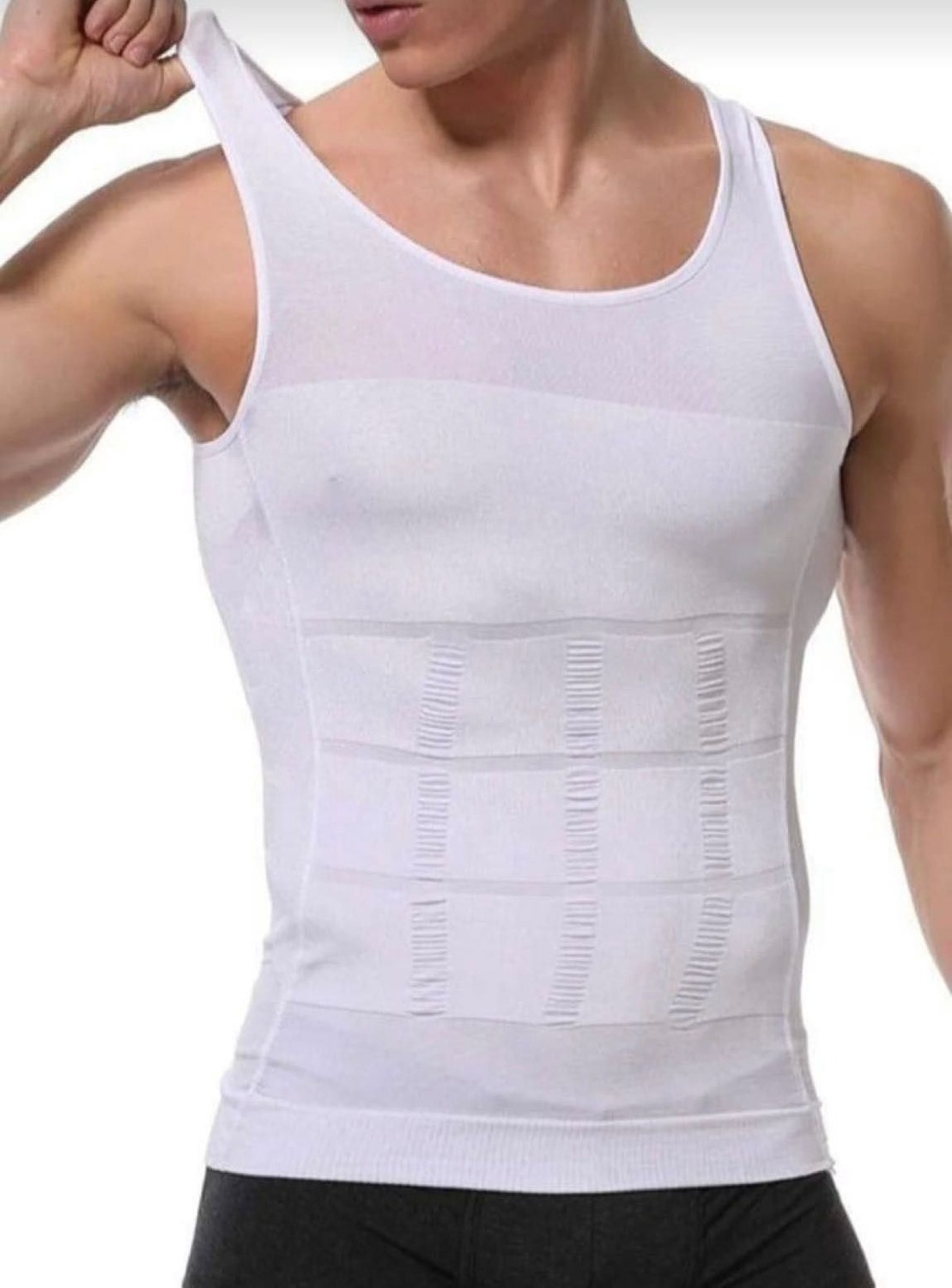 BBS Erkek Toparlayıcı Korse Atlet, Karın Sıkılaştırıcı Dikişsiz Slim Fit Beyaz Atlet görsel 2