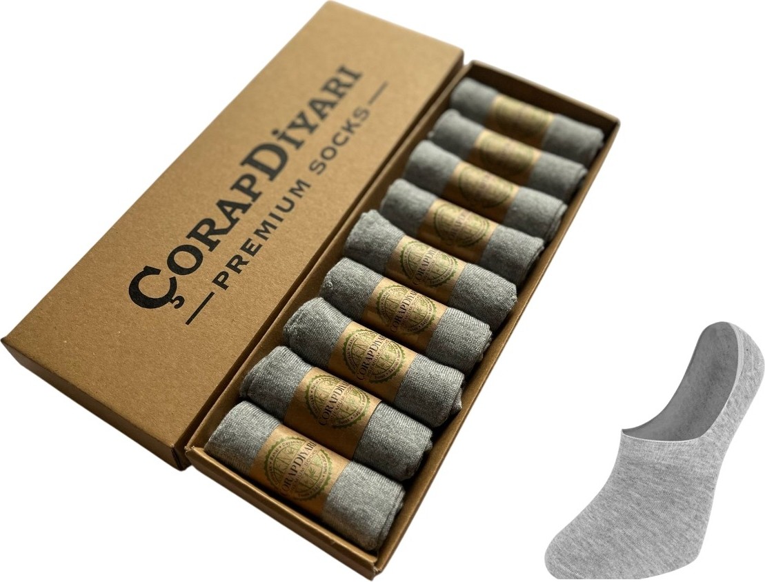 Çorap Diyarı Premium 9'lu Dikişsiz Burunlu Kaydırmaz Silikon Topuklu Bambu Babet Çorap